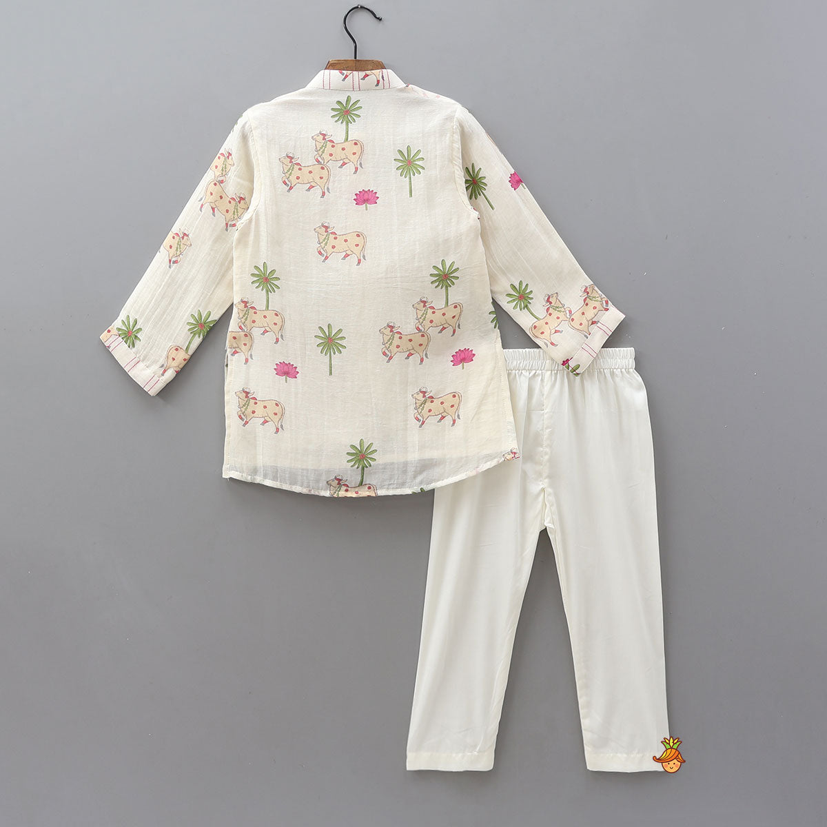 Pre Order: Front-Open Printed Kurta With Pyjama