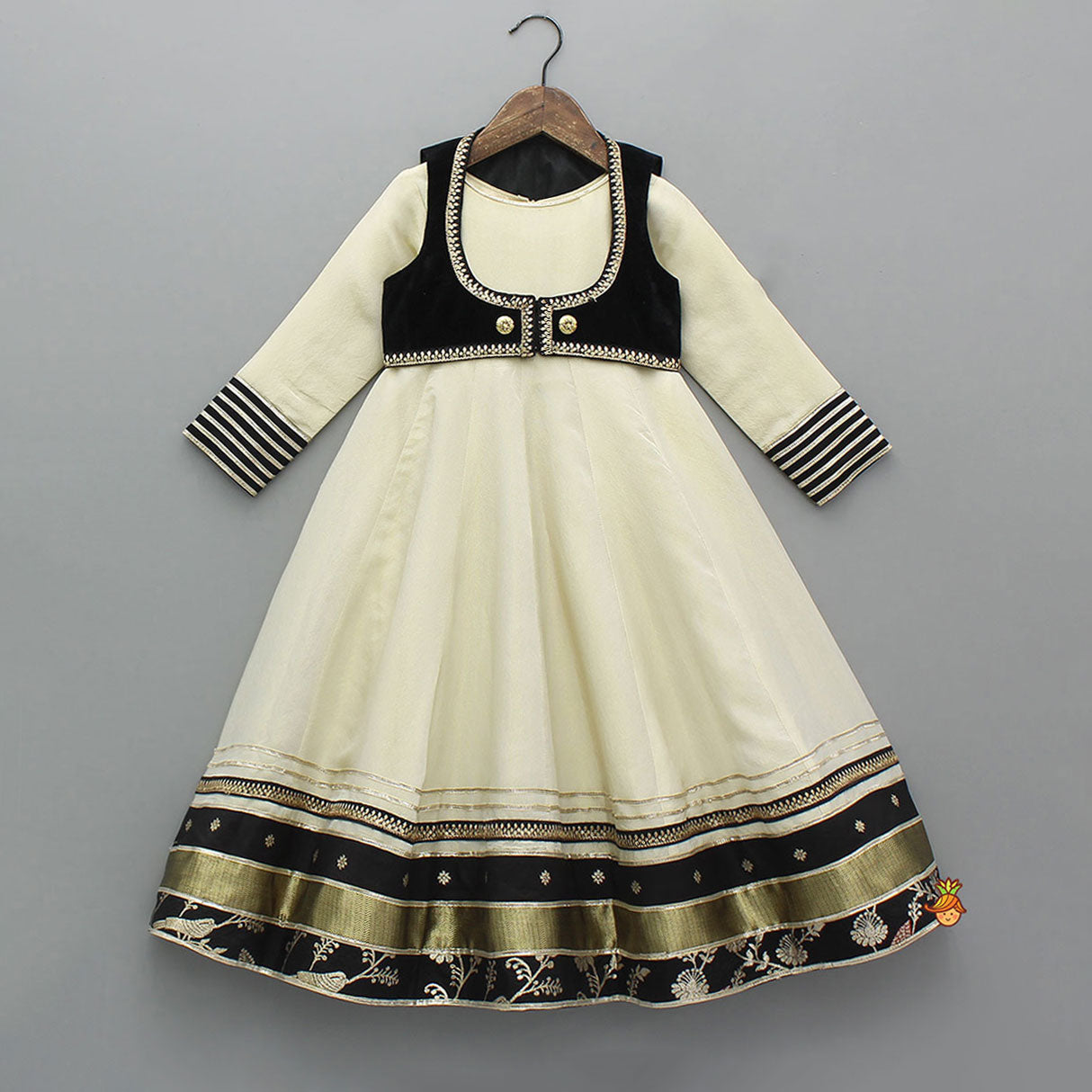 Elegant Shimmery Anarkali With Front-Open Velvet Jacket