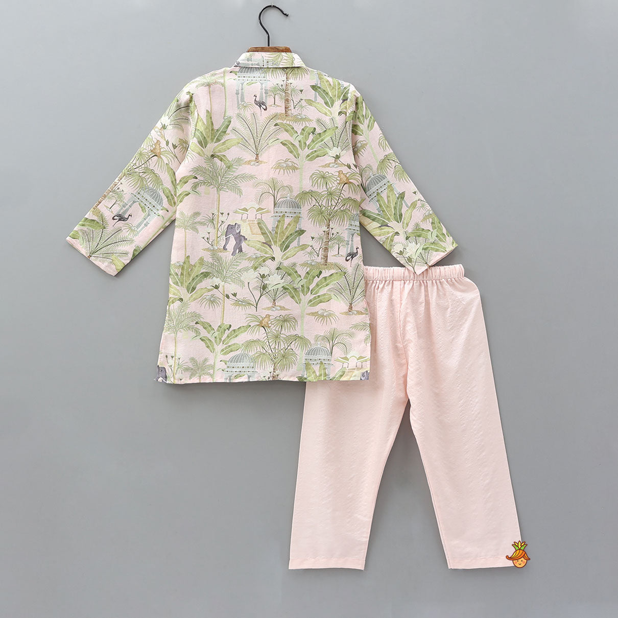 Pre Order: Faux Mirror Work Printed Kurta With Pyjama