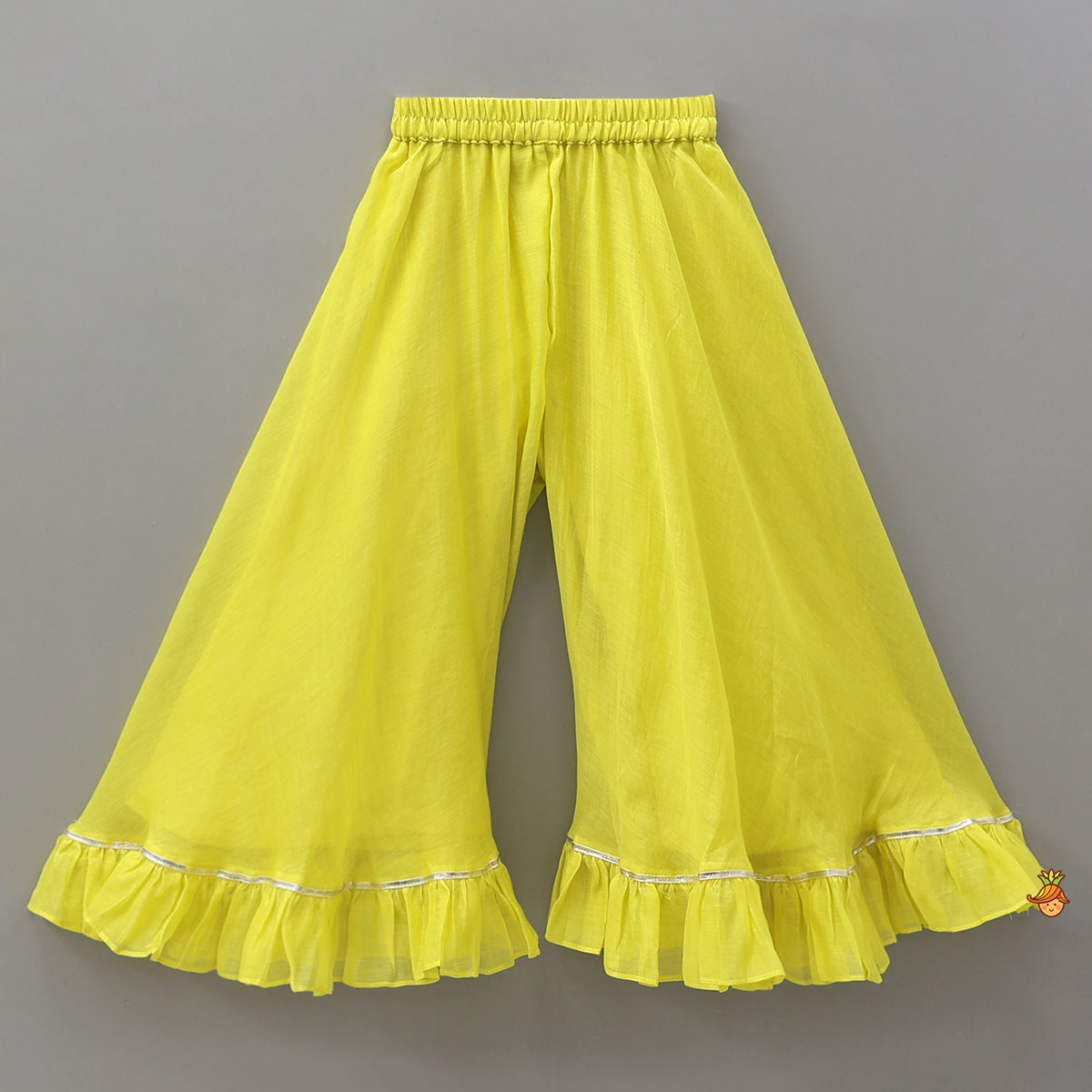 Pre Order: Thread Floral Embroidered Top And Ruffle Hem Palazzo