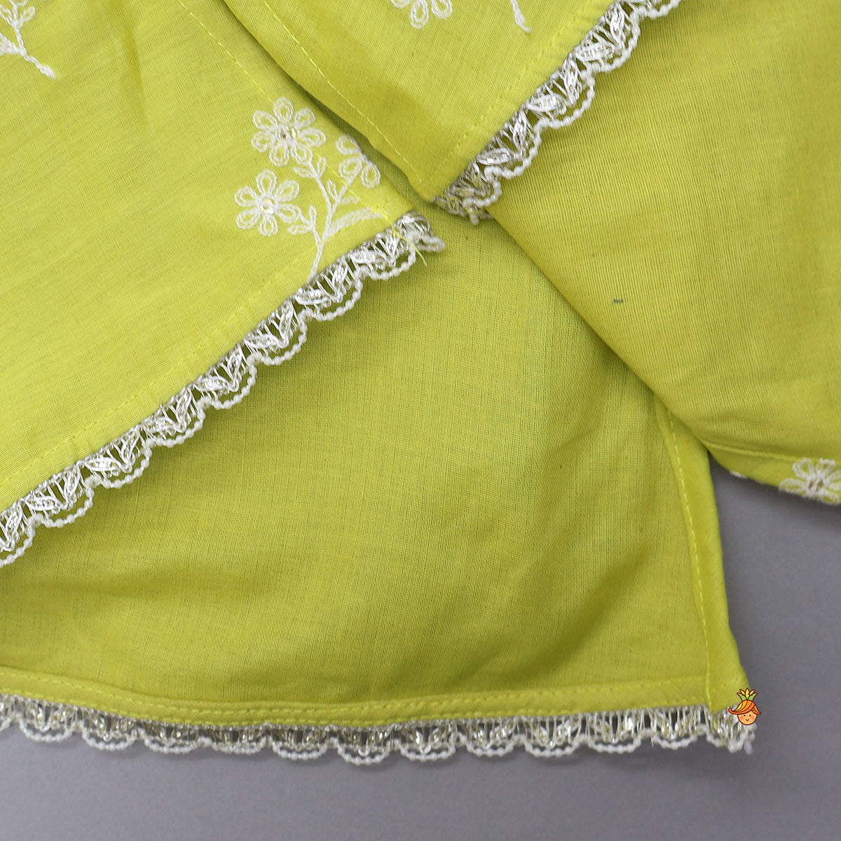 Pre Order: Thread Floral Embroidered Top And Ruffle Hem Palazzo