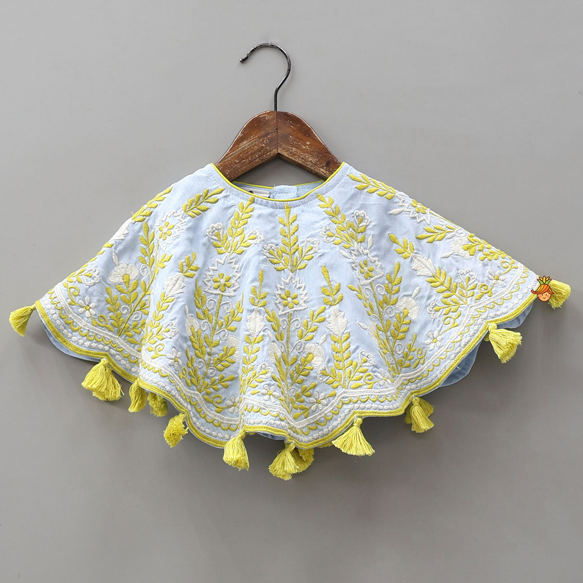 Pre Order: Cape Style Top And Colour Block Lehenga