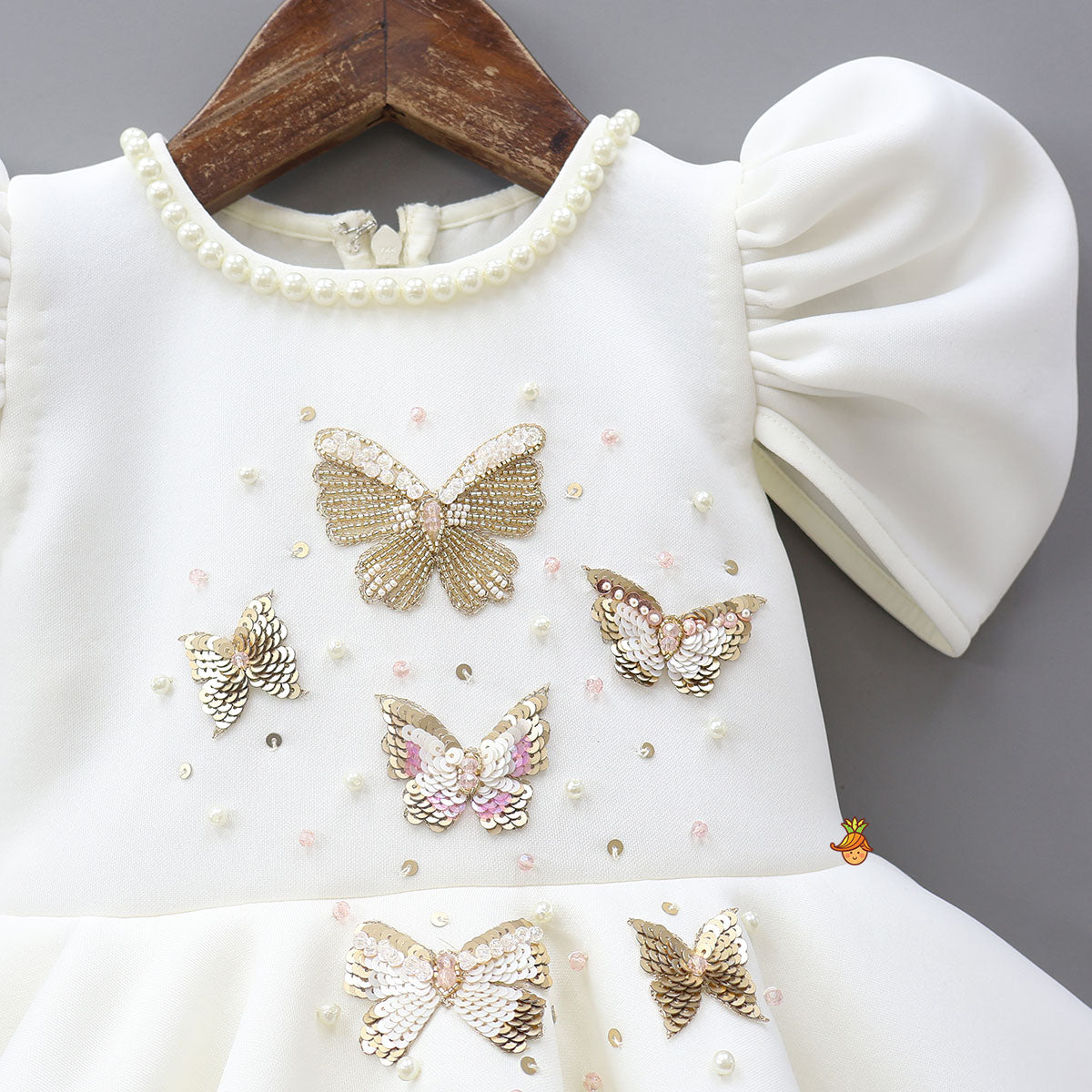 Pre Order: Butterfly Motif Embroidered Beautiful Dress With Headband