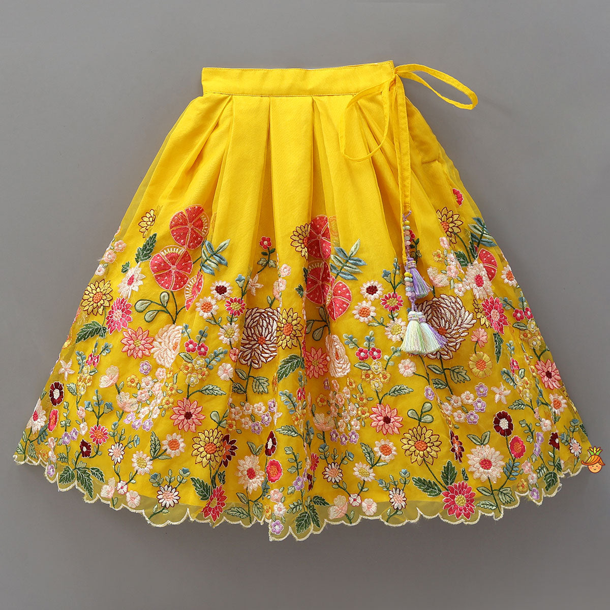 Pre Order: Collar Neck Front-Open Top And Heavy Embroidered Lehenga