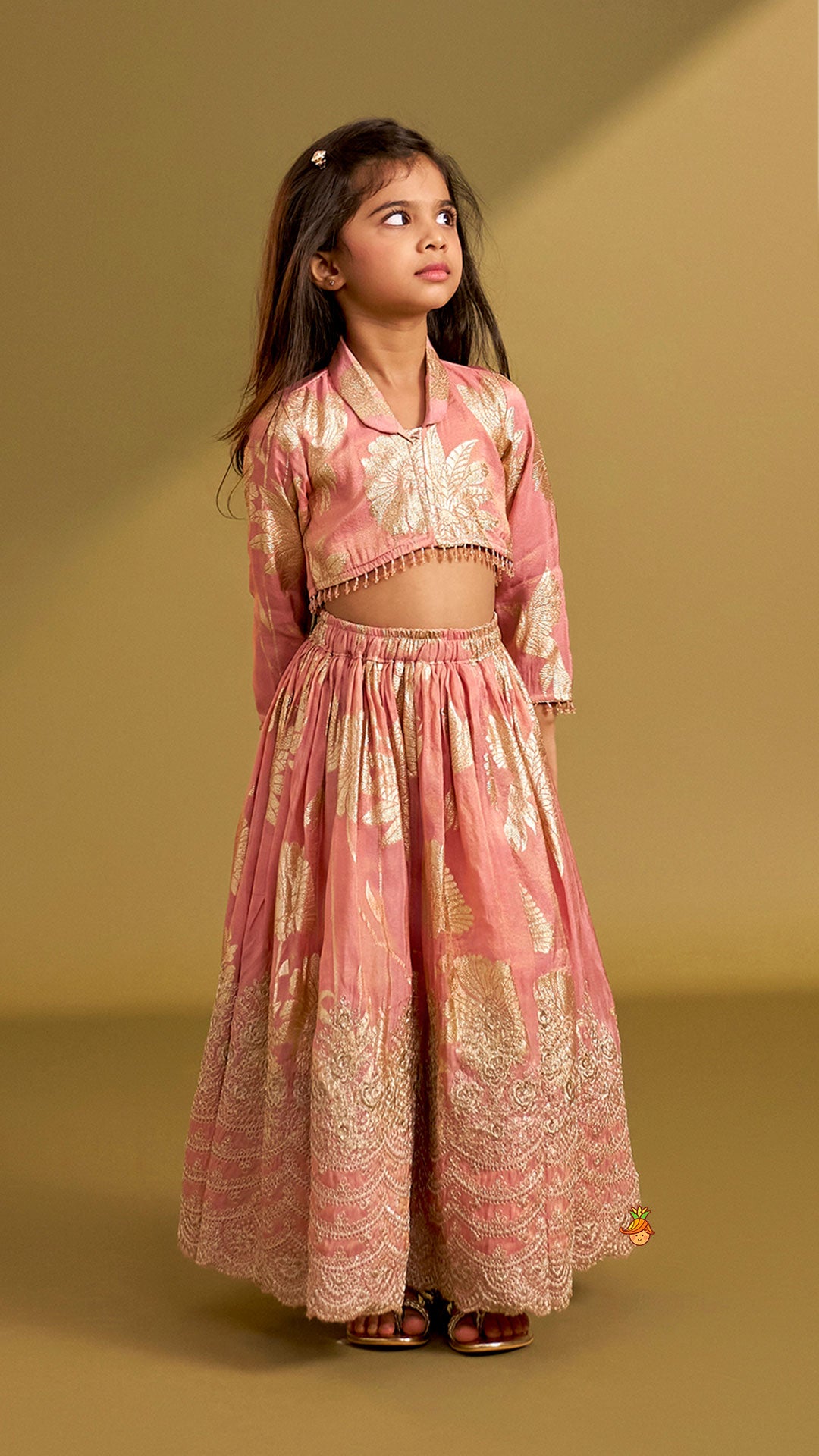 Pre Order: Blazer-Style Top And Scalloped Hem Lehenga