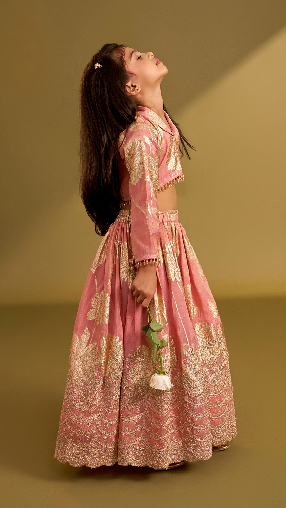 Pre Order: Blazer-Style Top And Scalloped Hem Lehenga