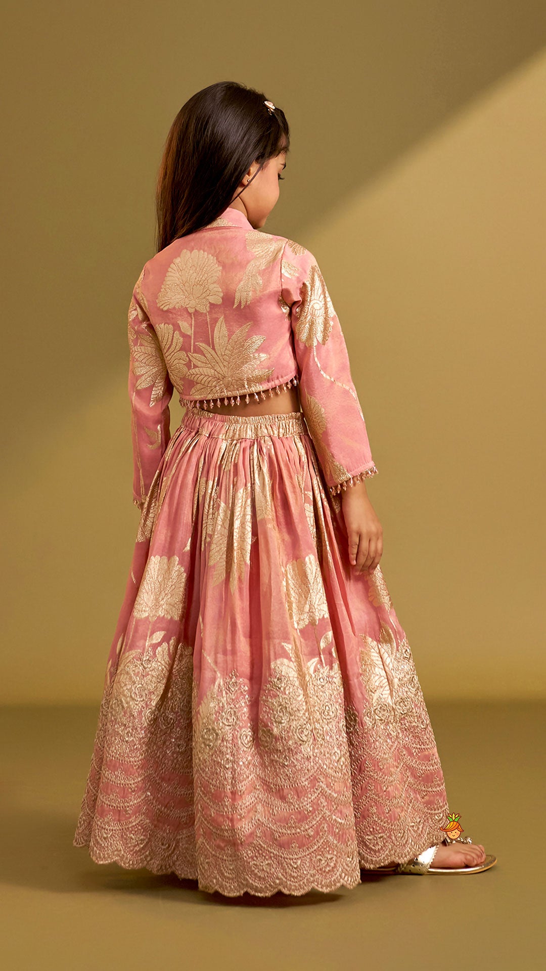 Pre Order: Blazer-Style Top And Scalloped Hem Lehenga