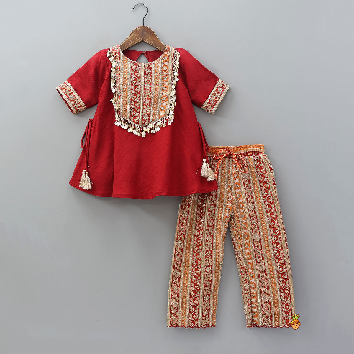 Pre Order: Embroidered Yoke Kurti And Pant