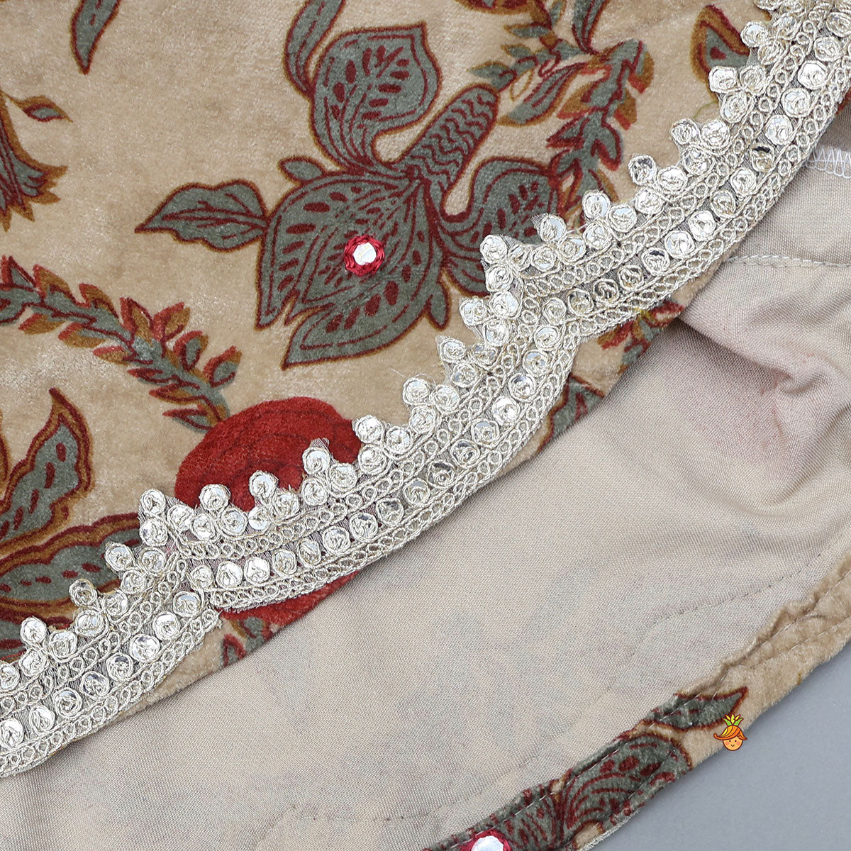 Pre Order: Notch Collar Velvet Top And Lehenga