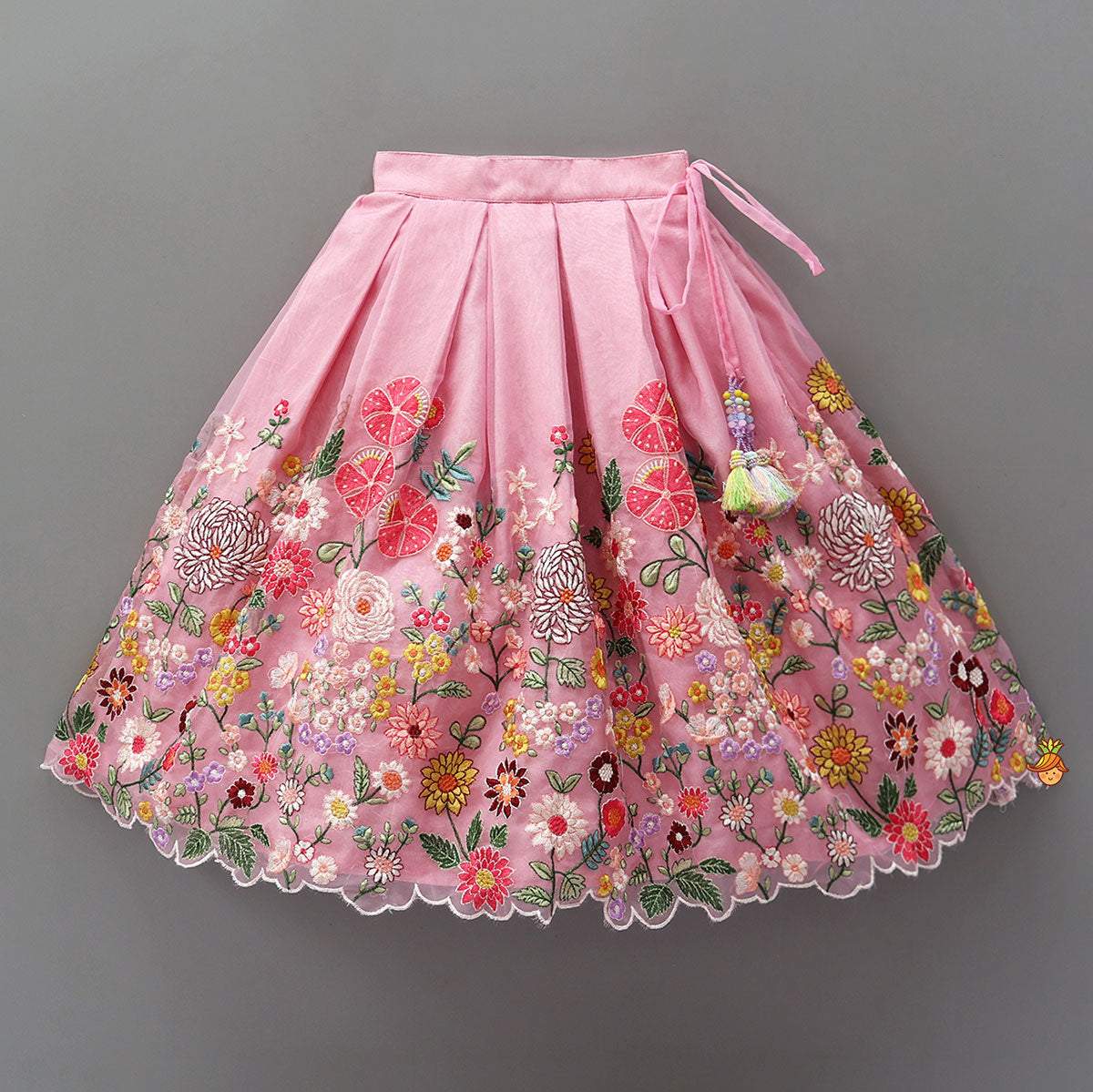 Pre Order: Collar Neck Front-Open Top And Heavy Embroidered Lehenga