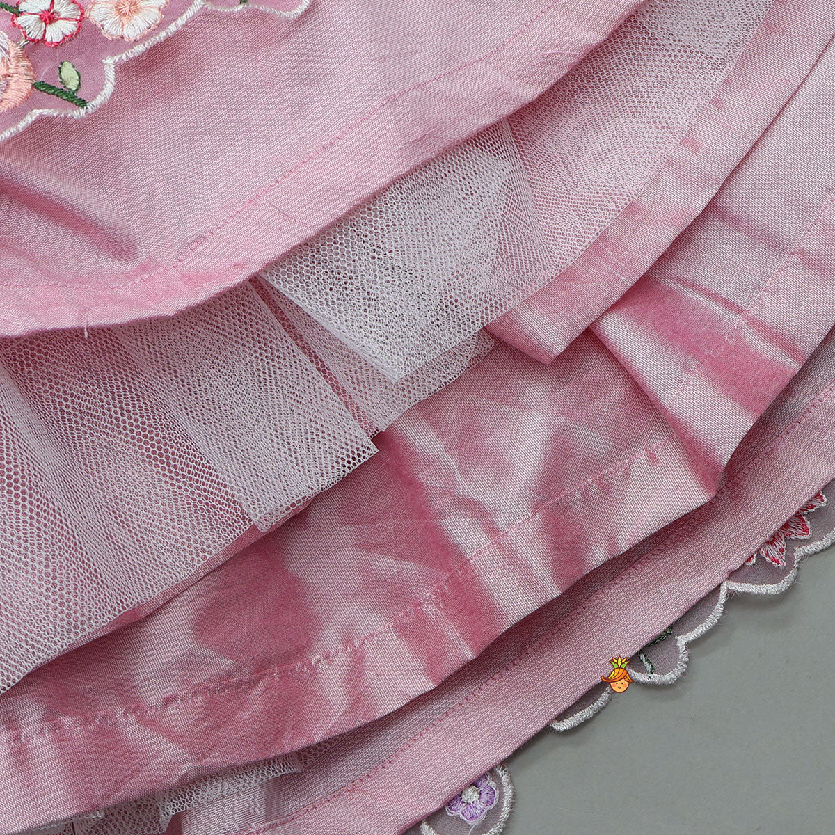 Pre Order: Collar Neck Front-Open Top And Heavy Embroidered Lehenga