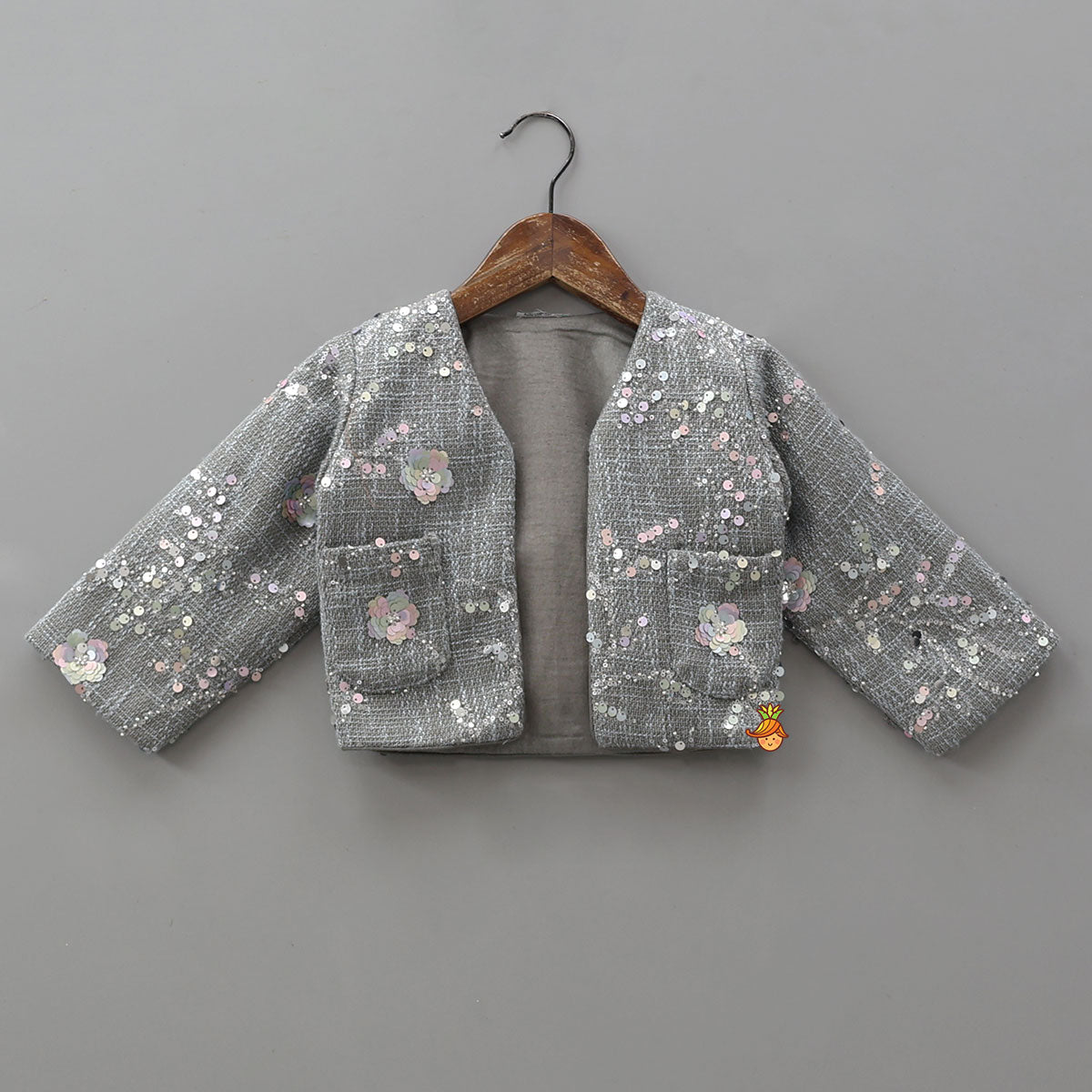 Pre Order: Beautiful Top With Open Jacket And Layered Net Lehenga