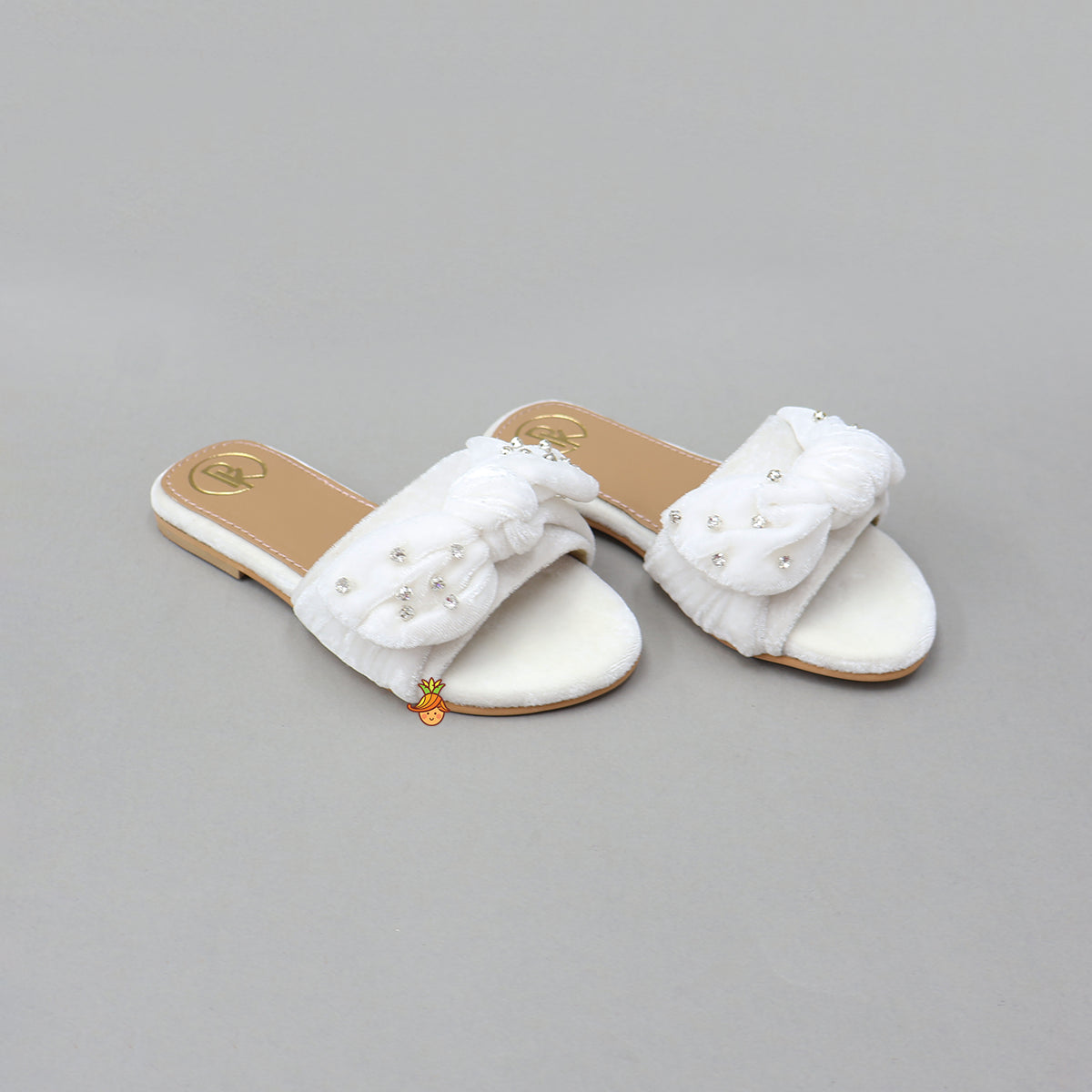 Pretty Bow Adorned Embellished Velvet Flats