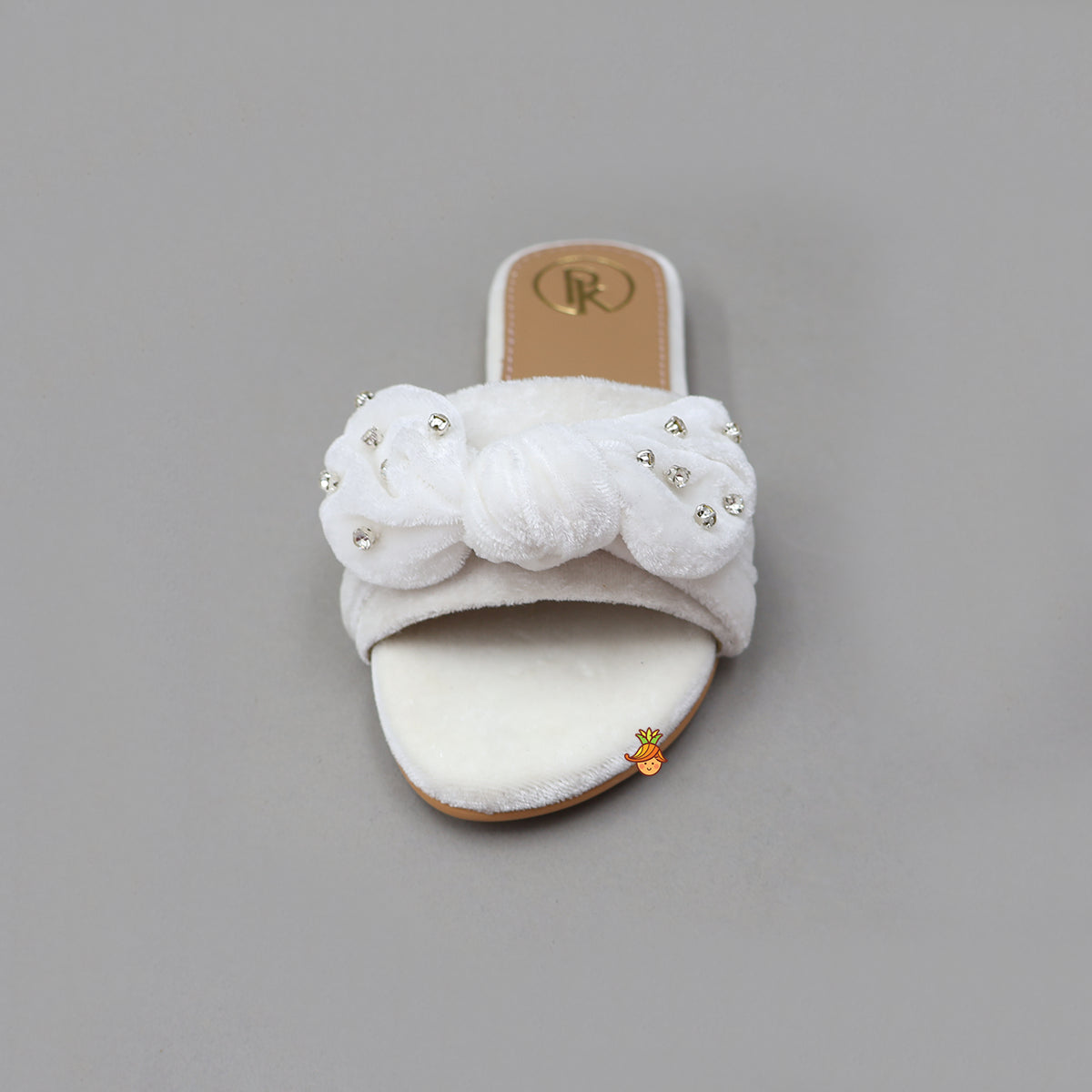 Pretty Bow Adorned Embellished Velvet Flats