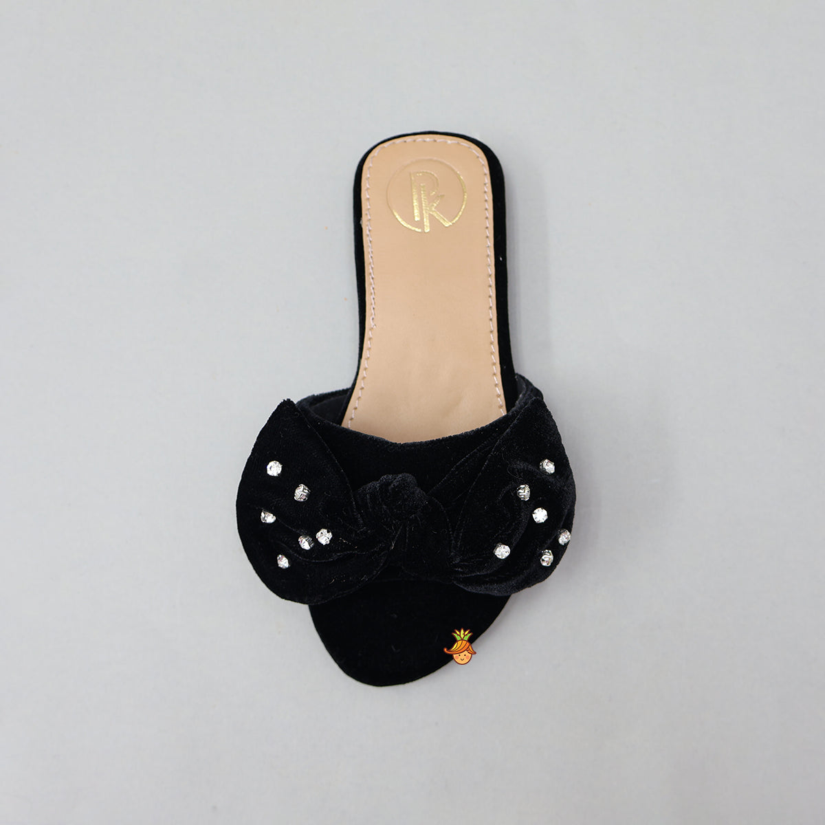 Bow Adorned Embellished Velvet Flats