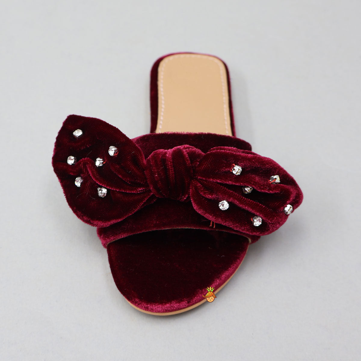 Adorable Bow Embellished Velvet Flats