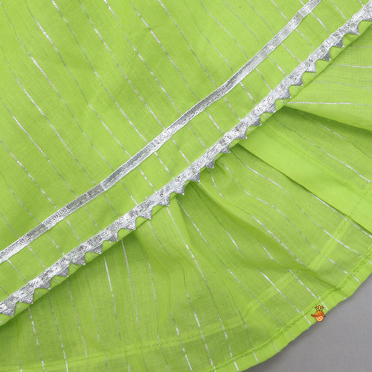Lurex Striped Kurti And Pant With Statement Dupatta