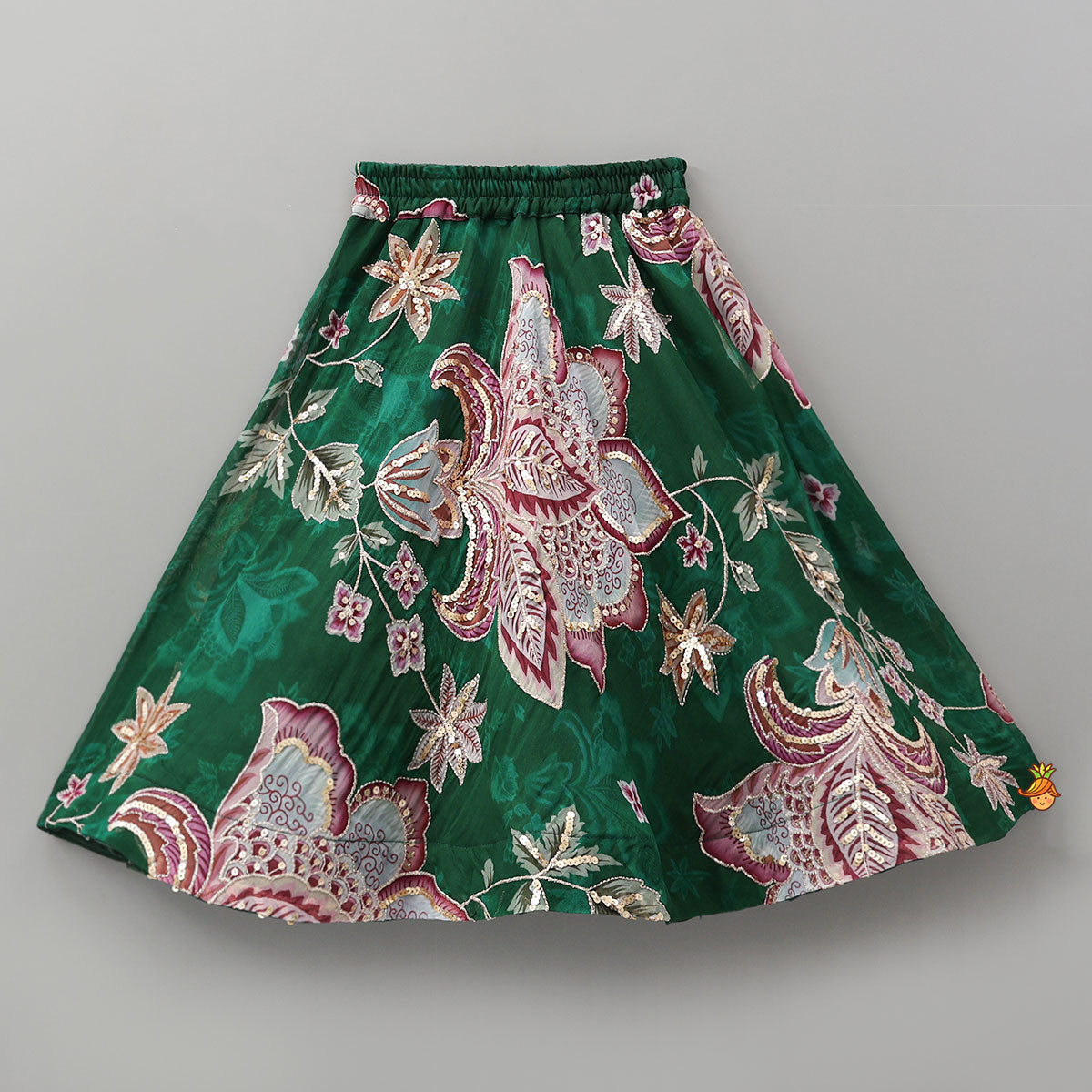 Pre Order: Elegant Layered-Sleeve Top And Lehenga With Stylish Dupatta