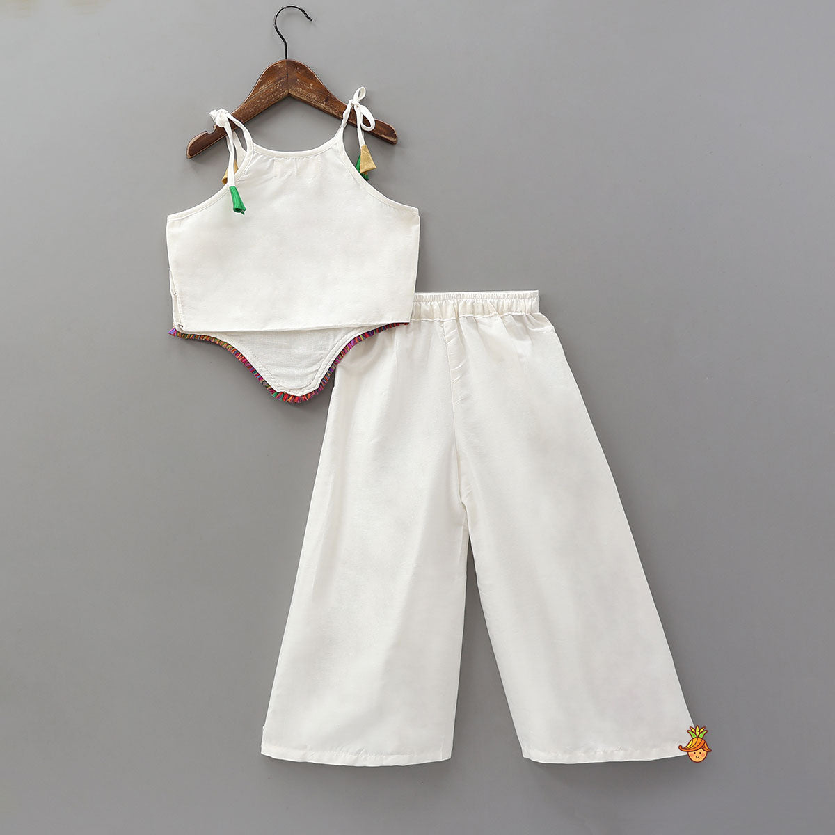 Pre Order: Thread Embroidered Asymmetric Top With Palazzo