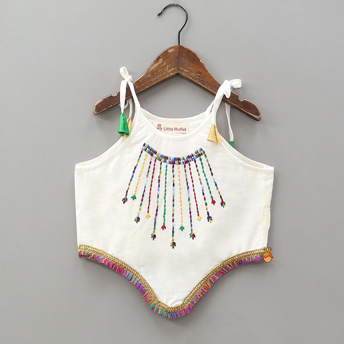 Pre Order: Thread Embroidered Asymmetric Top With Palazzo