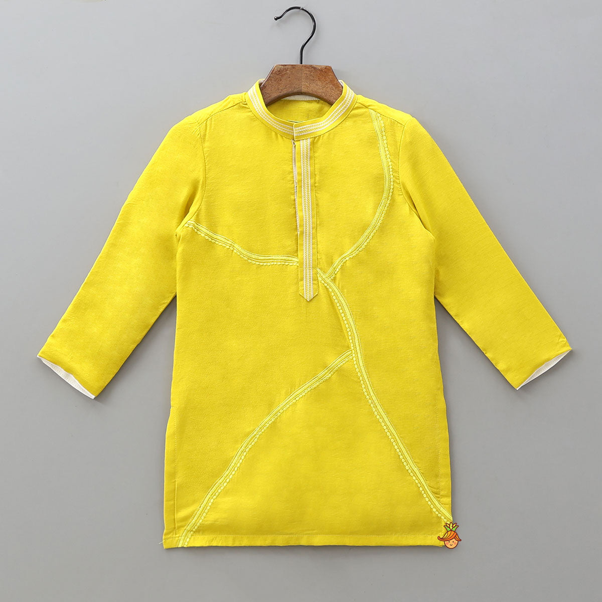 Pre Order: Embroidered Placket Kurta With Matching Jacket And Pyjama