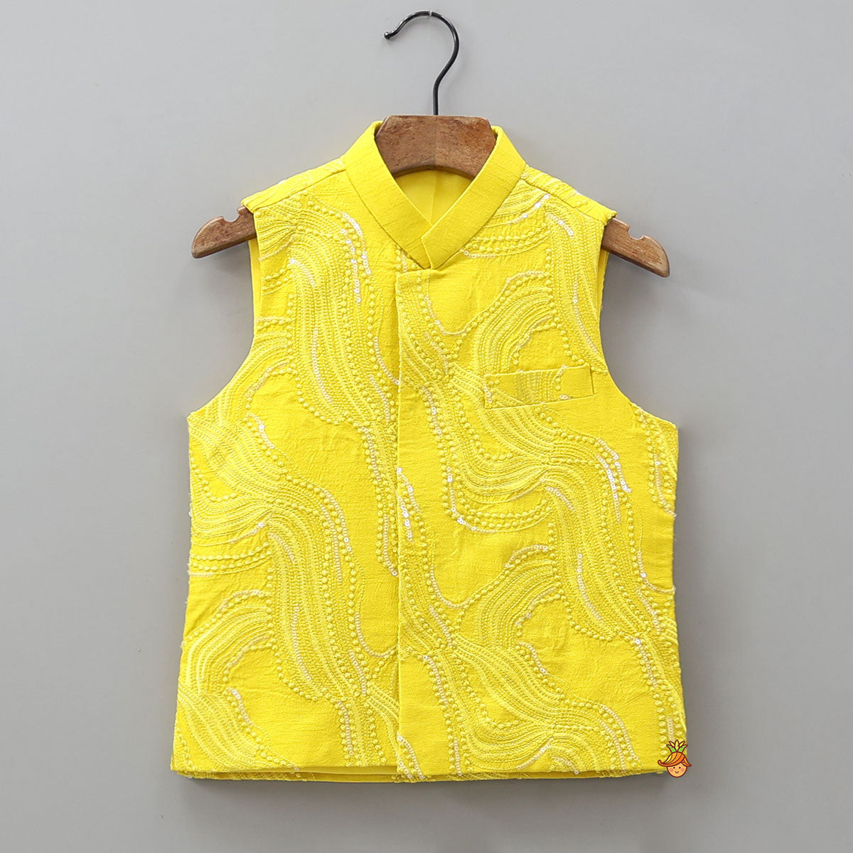 Pre Order: Embroidered Placket Kurta With Matching Jacket And Pyjama