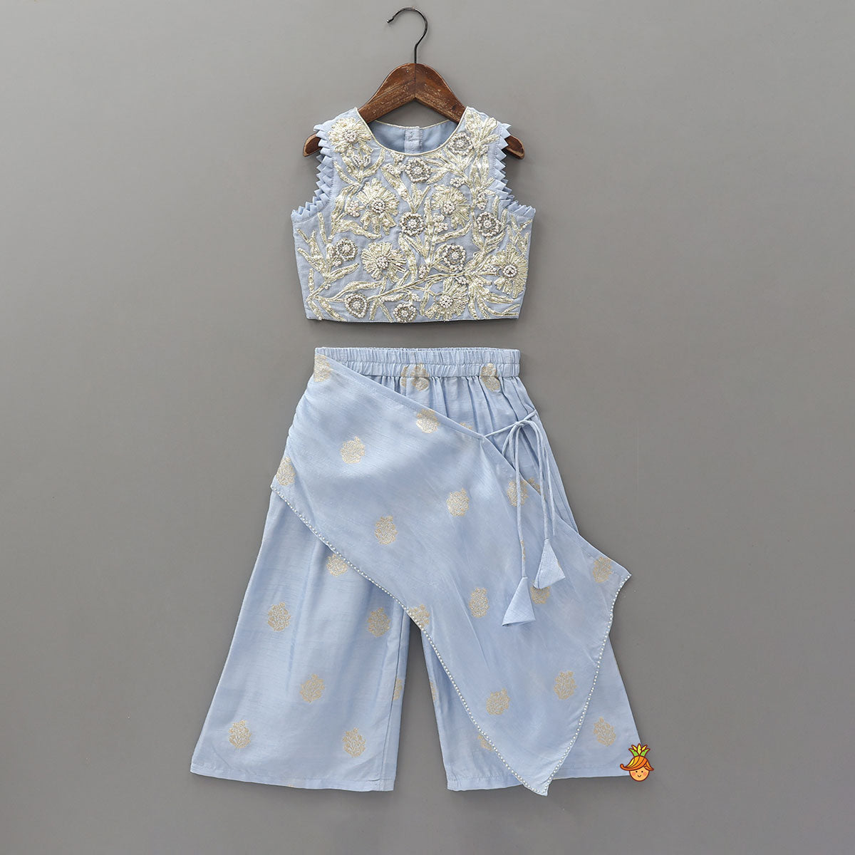 Pre Order: Gota Work Top And Drape-Style Palazzo