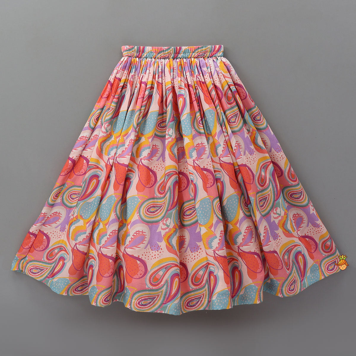 Pre Order: Faux Mirror Work Strappy Top And Printed Lehenga