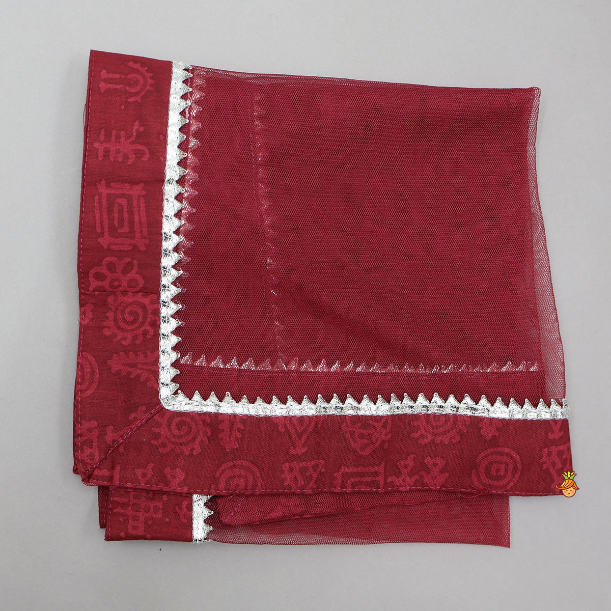 Pre Order: Heart Printed Strappy Kurti And Layered Sharara With Matching Dupatta