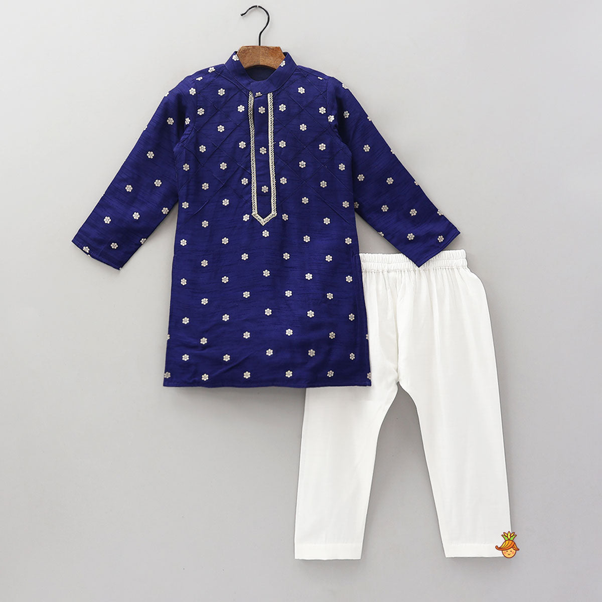 Pre Order: Floral Booti Work Kurta With Pyjama