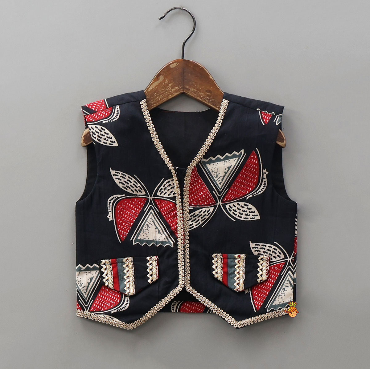 Pre Order: Faux Pocket Printed Top And Lehenga