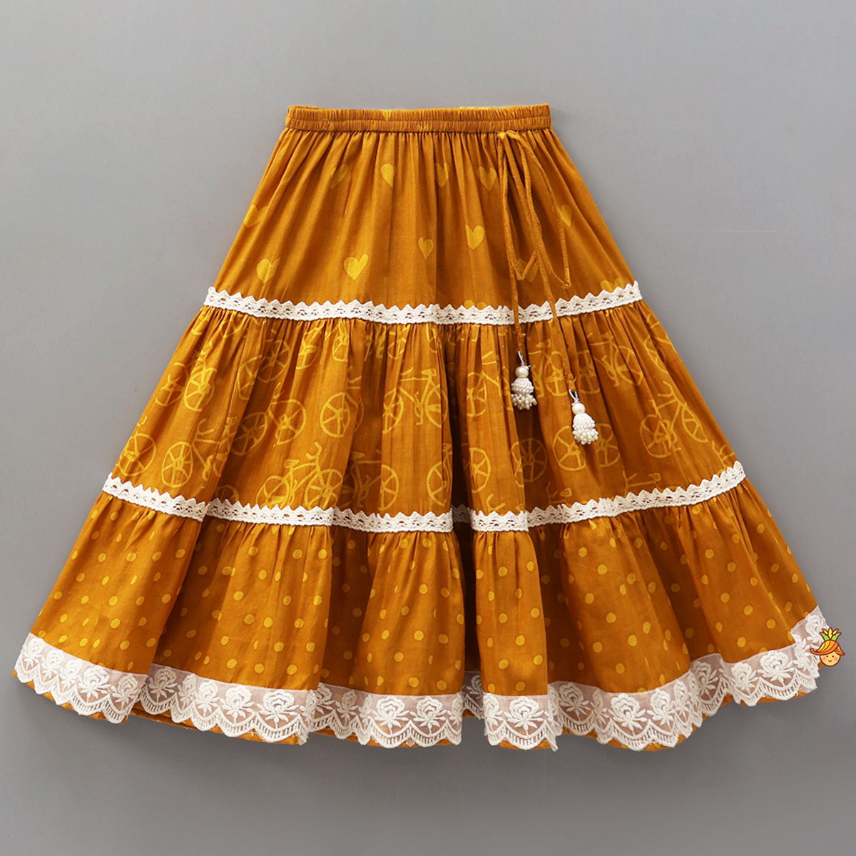 Pre Order: Elegant V-Neck Printed Top With Matching Lehenga