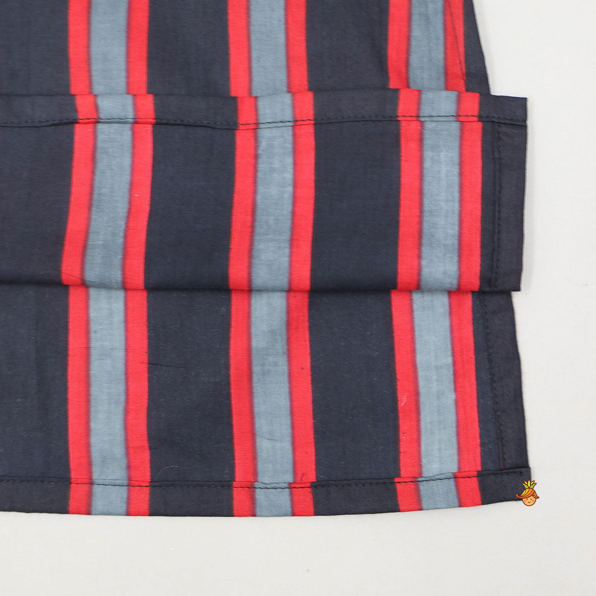 Pre Order: Vertical Striped Kurta With Printed Jacket And Pyjama