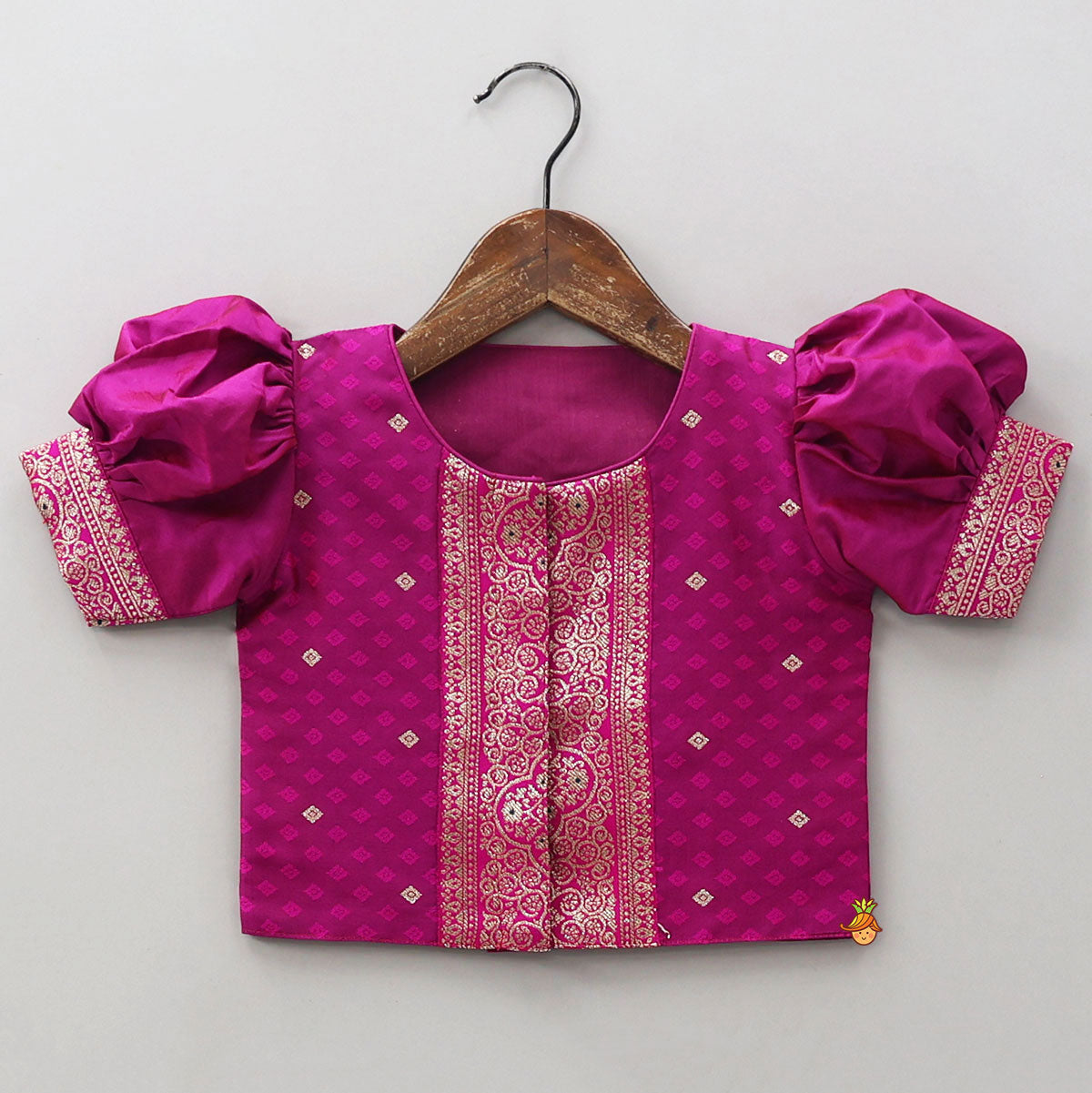 Pre Order: Puff Sleeves Top With Brocade Lehenga