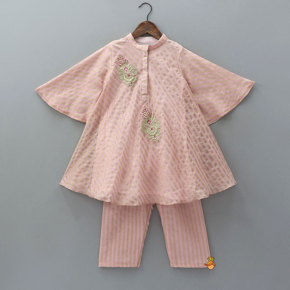 Pre Order: Flared Sleeve Striped Kurti And Pant