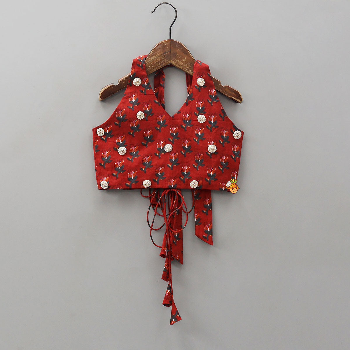 Pre Order: Floral Embellished Halter Neck Top And Lehenga