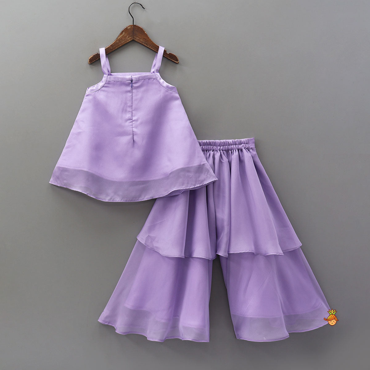 Pre Order: Sequin-Embellished Handcrafted Kurti And Layered Palazzo