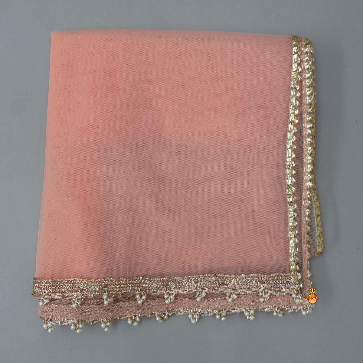 Gota Lace Detailed Yoke Kurti And Brocade Lehenga With Net Dupatta