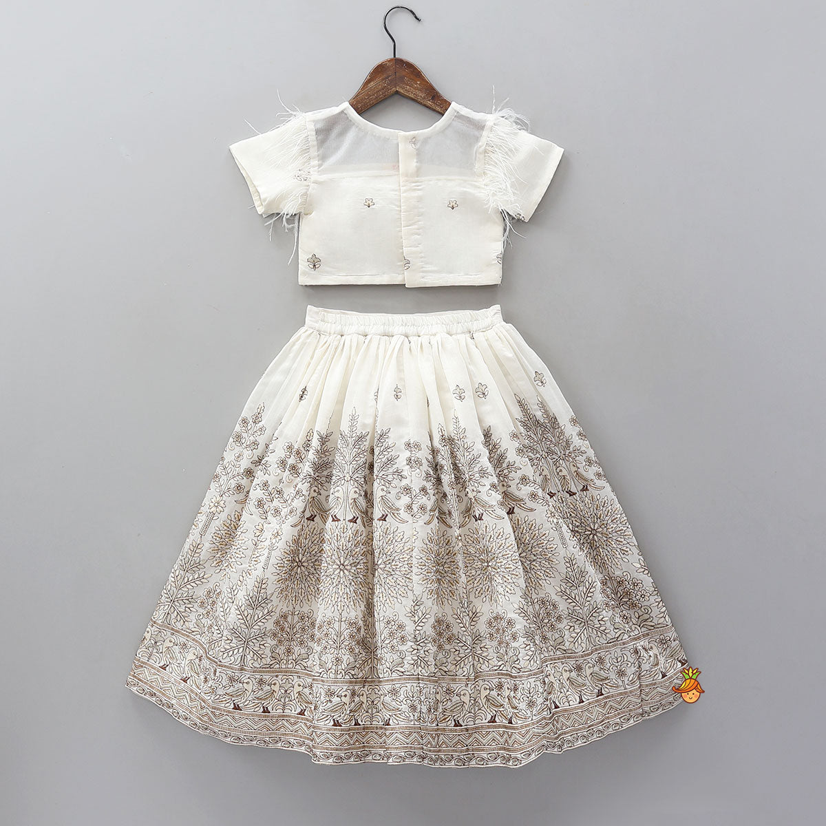 Pre Order: Round Neck Top And Beautifully Embroidered Lehenga With Net Dupatta