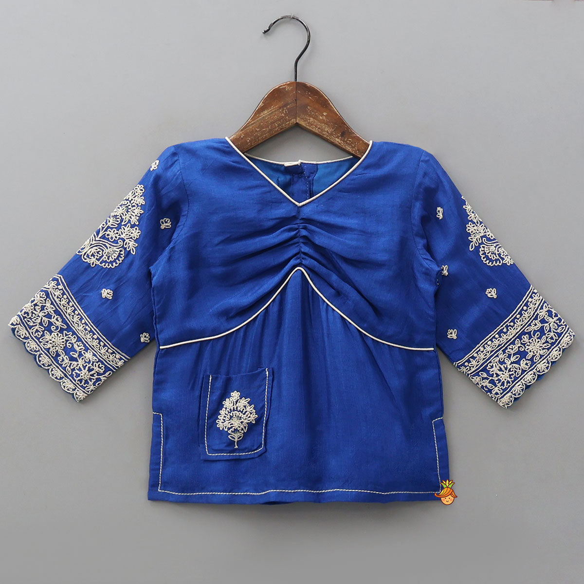Pre Order: Patch Pocket Detail Stylish Kurti And Lehenga