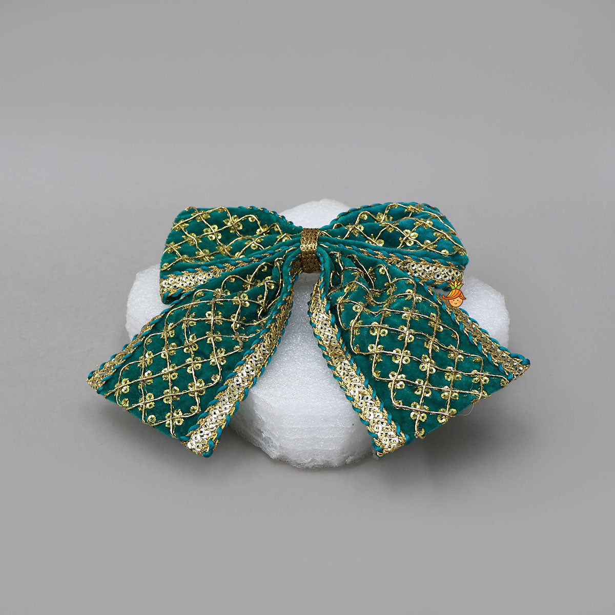 Square Design Embroidered Velvet Hair Clip