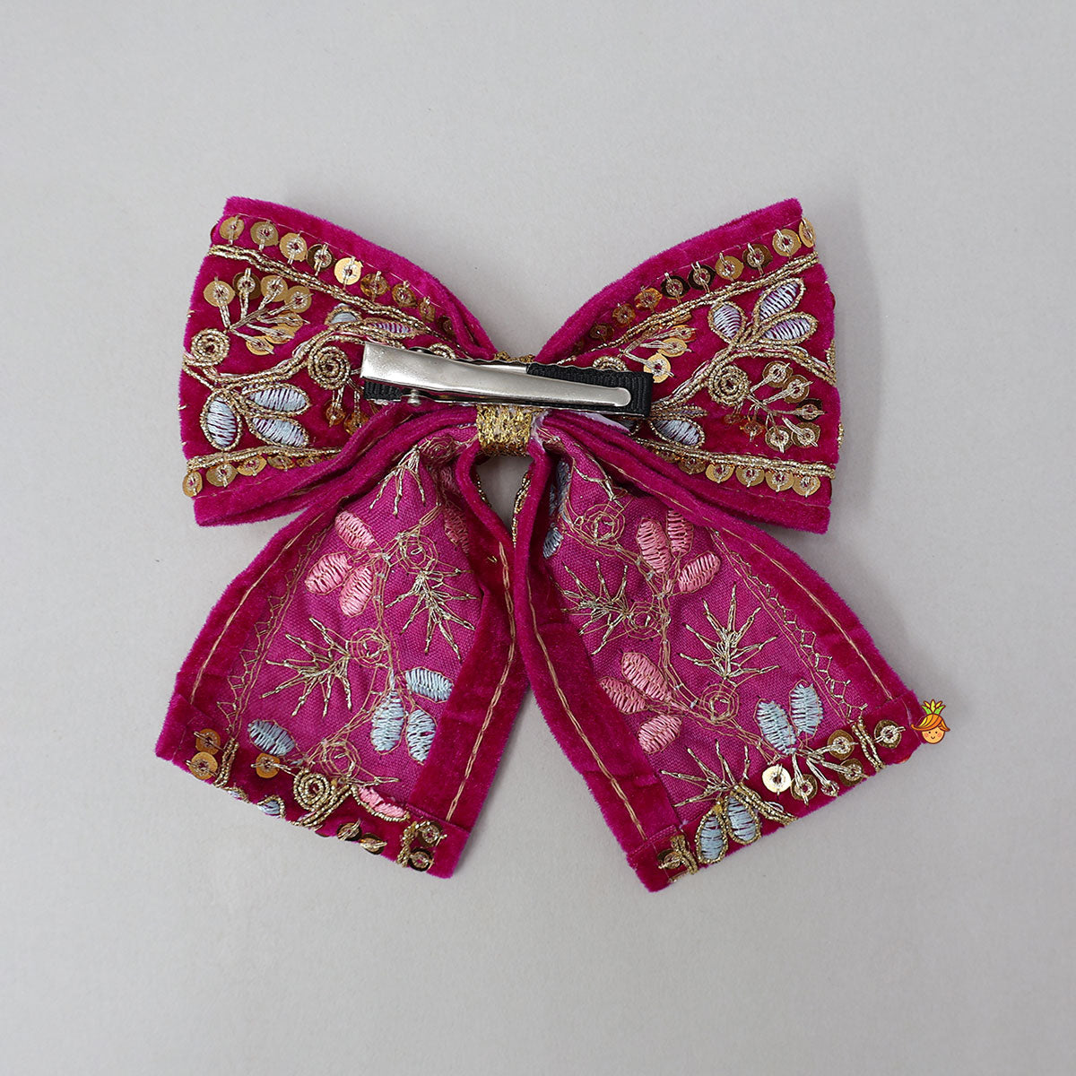 Intricate Embroidered Velvet Hair Clip