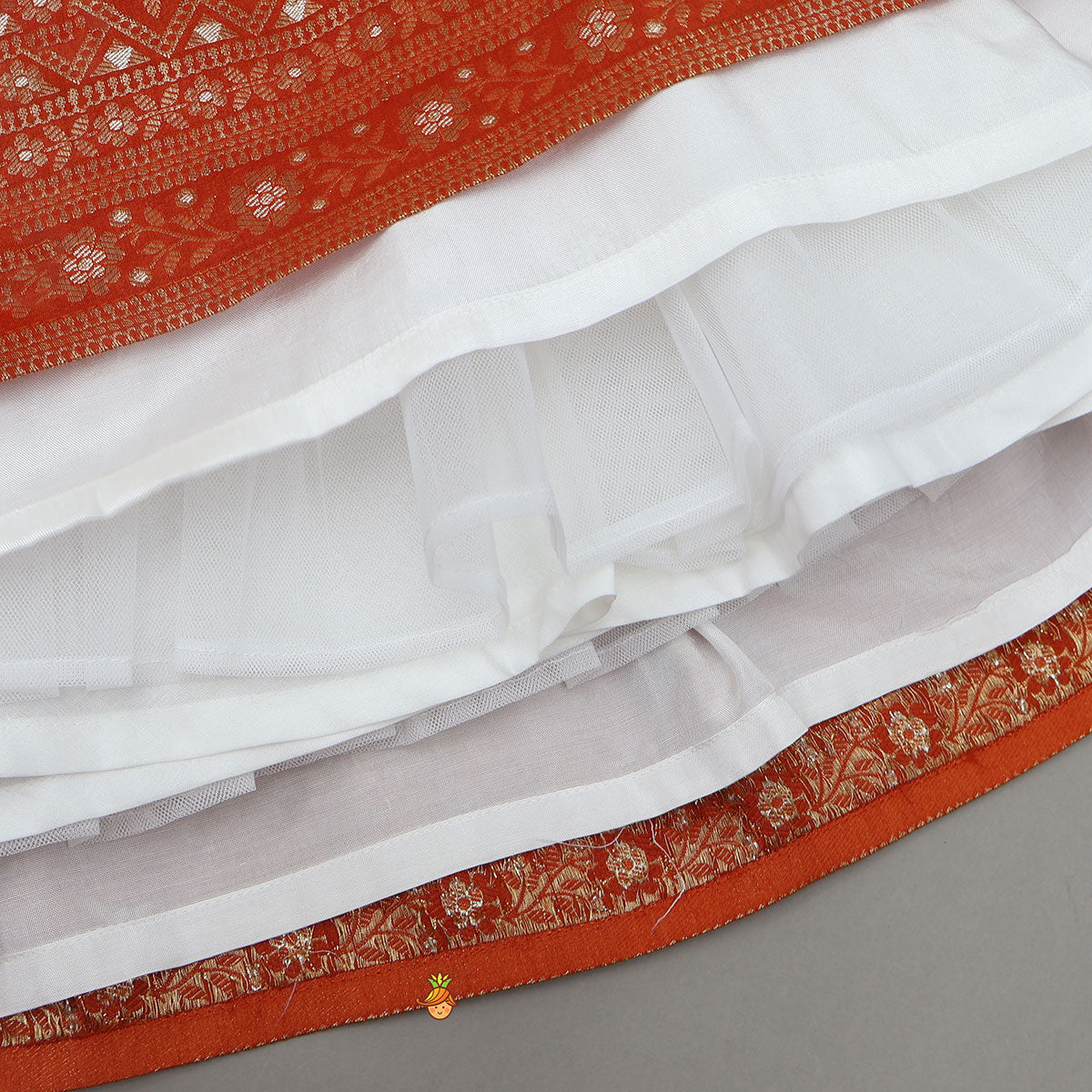 Pre Order: Beautiful Floral Motif Work Top And Lehenga With Matching Dupatta And Potli Bag