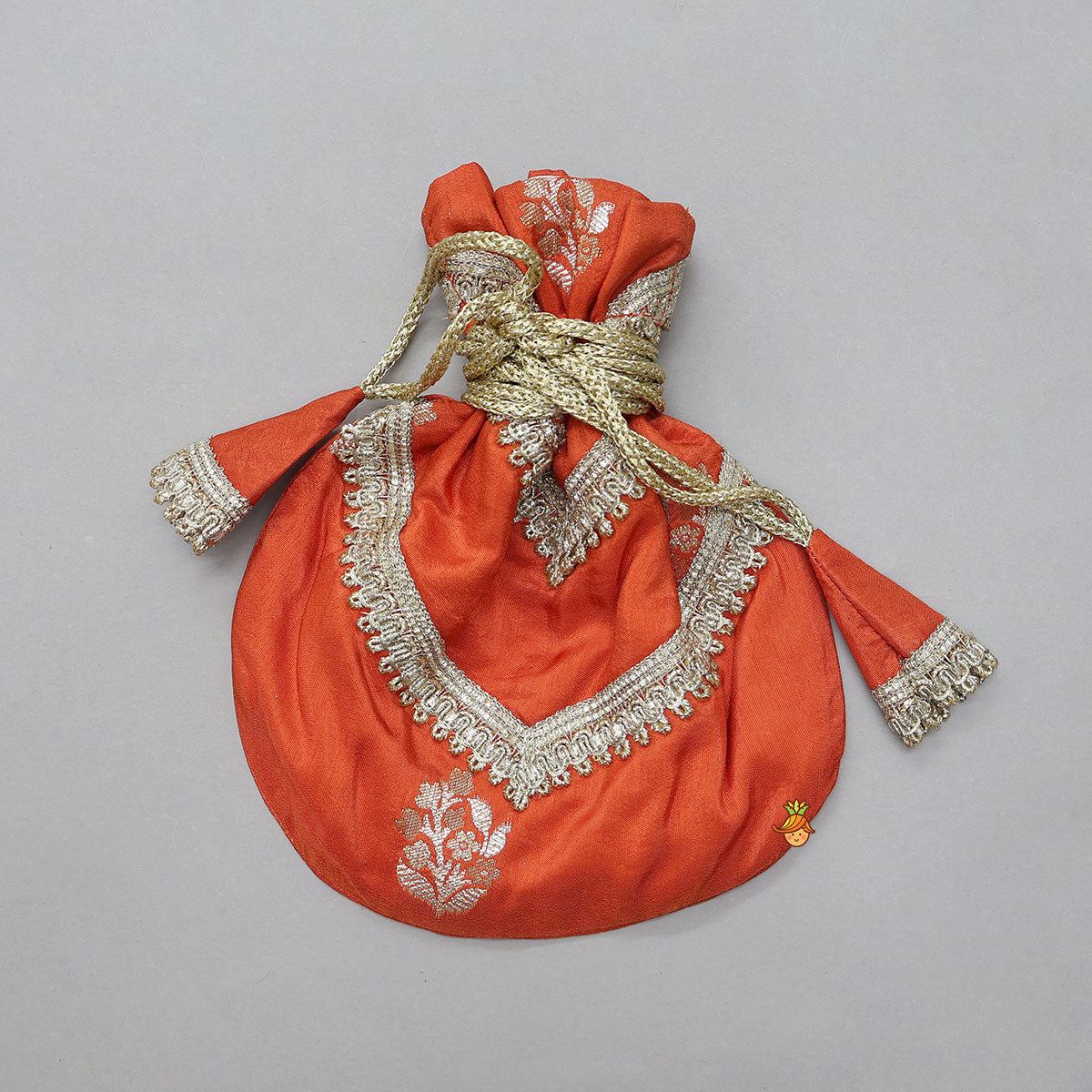 Pre Order: Beautiful Floral Motif Work Top And Lehenga With Matching Dupatta And Potli Bag