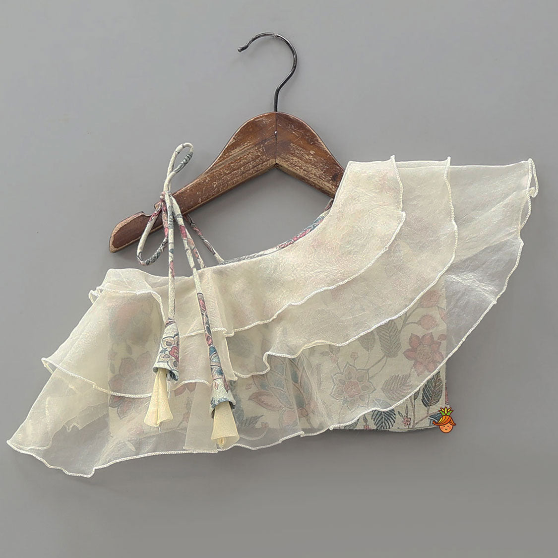 Pre Order: One-Shoulder Organza Layered Top And Lehenga