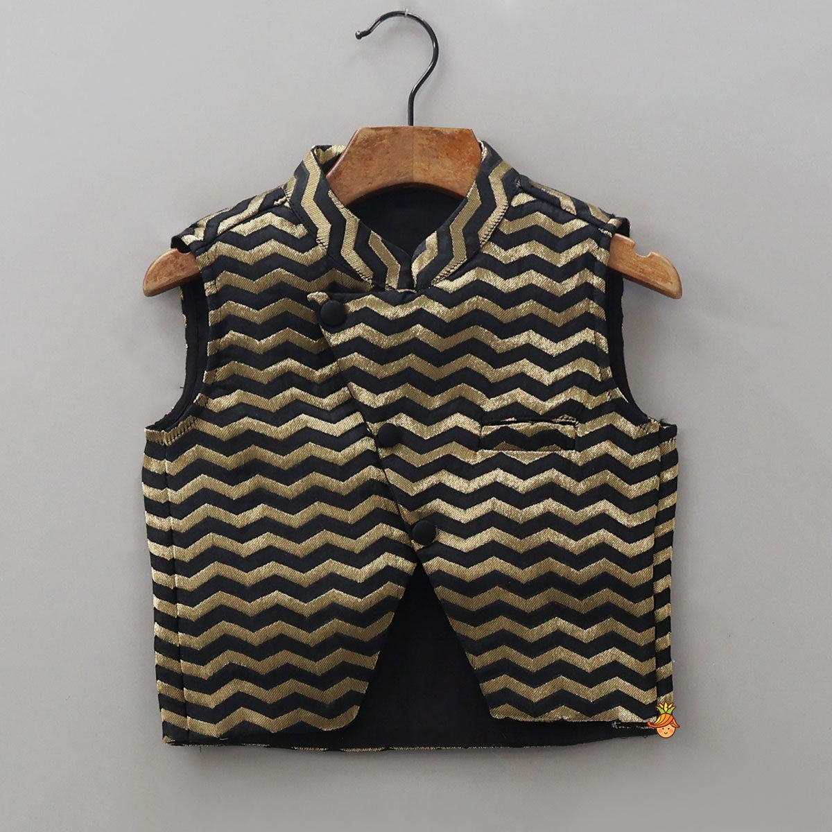 Pre Order: Chanderi Silk Kurta With Brocade Jacket And Pyjama