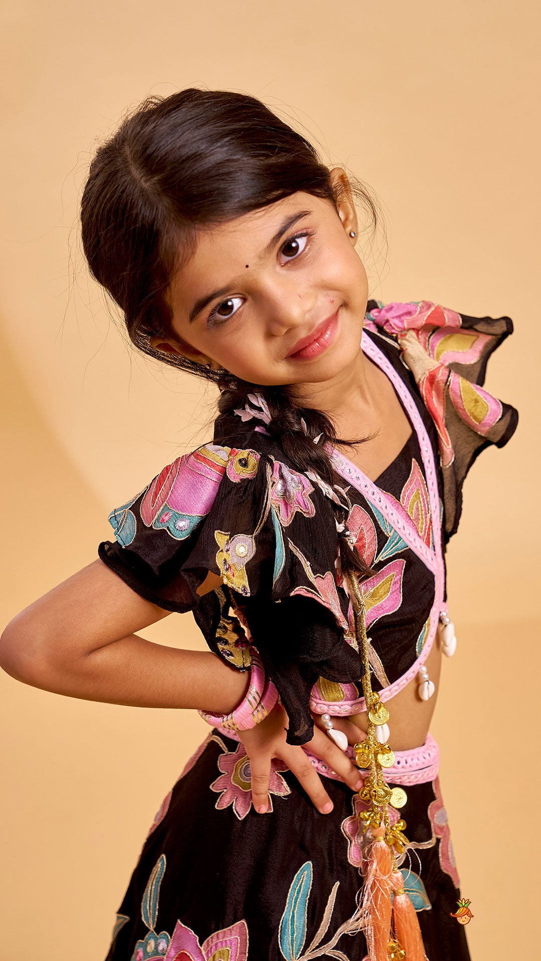 Pre Order: Floral Printed And Embroidered Top With Matching Lehenga And Organza Dupatta