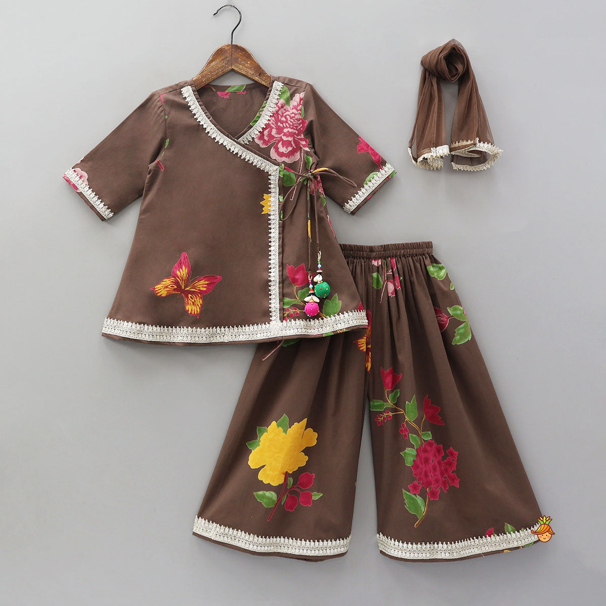 Pre Order: Graceful Kurti And Matching Palazzo With Net Dupatta