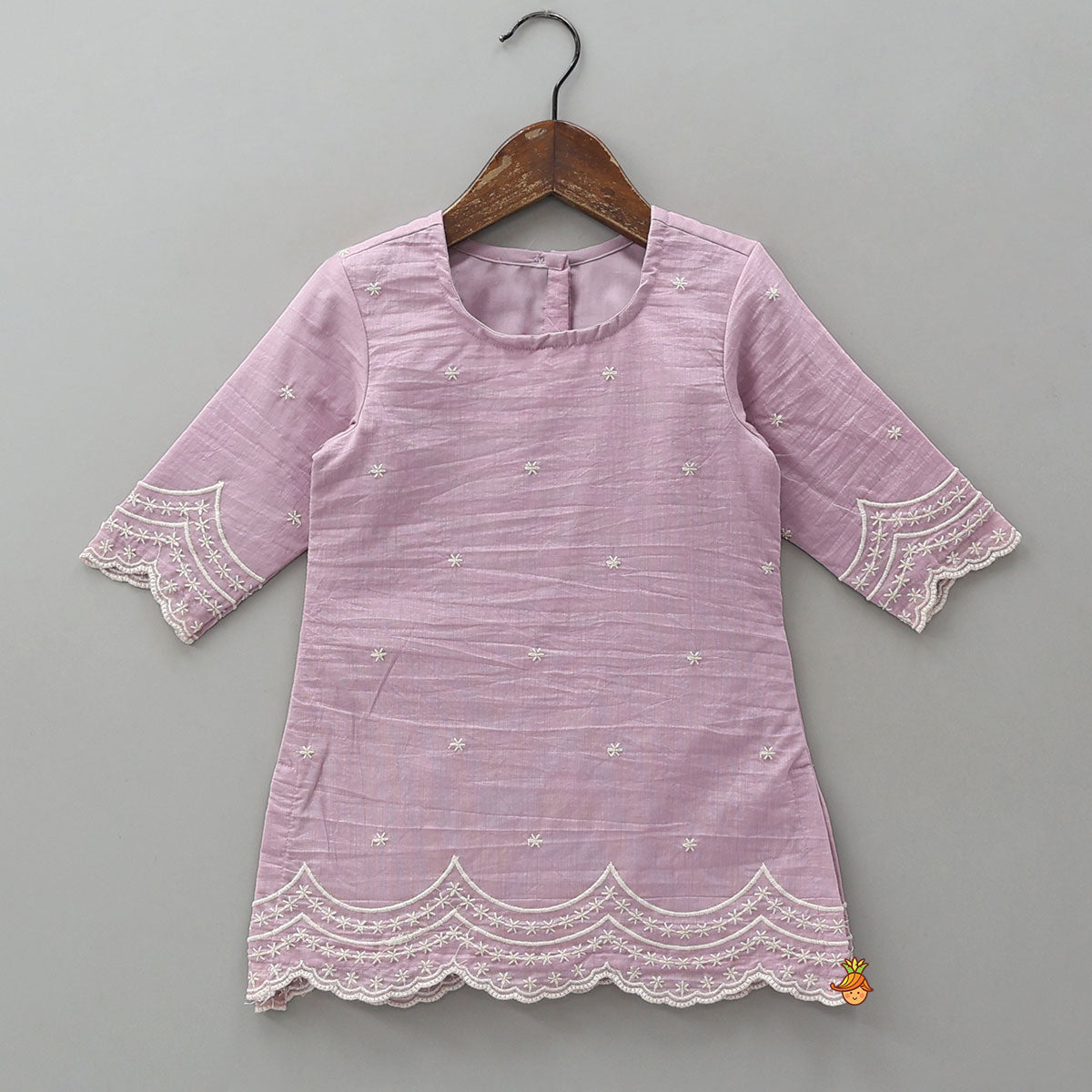 Pre Order: Booti Embroidered Kurti And Sharara With Matching Dupatta