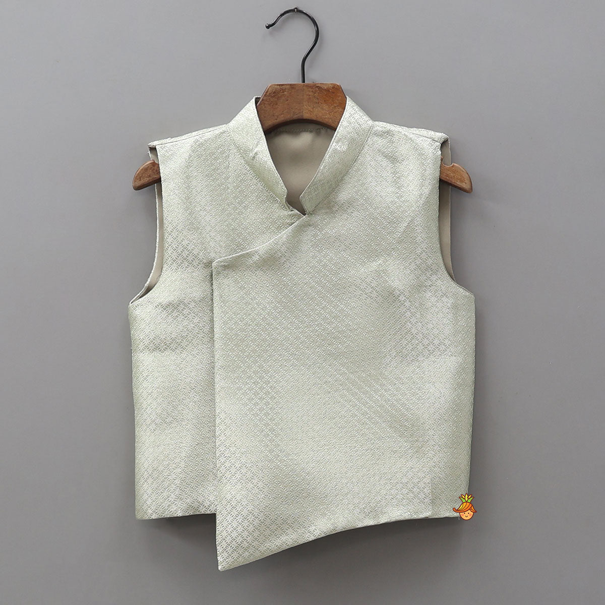 Pre Order: Ethnic Kurta With Front Open Brocade Jacket And Matching Pyjama